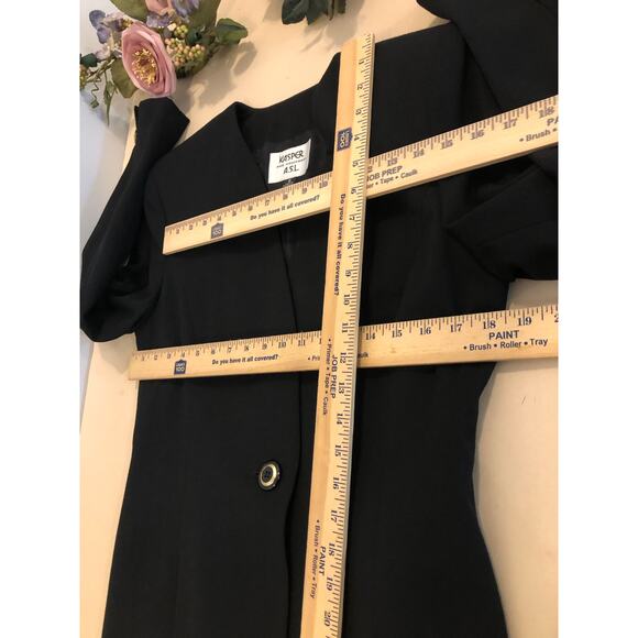 Kasper And Company ASL Women Jacket Size 6 Black 100% Wool V-neck Single Button - Picture 10 of 11